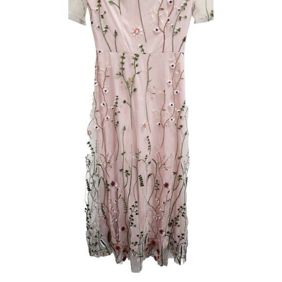 JJ'sHouse Elegant Pink Embroidered Maxi Dress Women’s Formal Gown Floral S - Picture 6 of 13